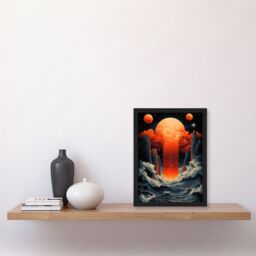 "Artery8 Aquarius Zodiac Sign Space Seascape Concept Art Framed Art Print in Orange - Size: W12"" x H16""" - thumbnail 4
