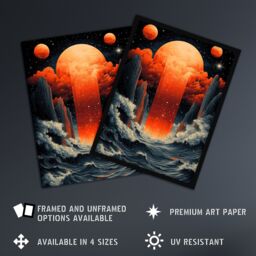 "Artery8 Aquarius Zodiac Sign Space Seascape Concept Art Framed Art Print in Orange - Size: W12"" x H16""" - thumbnail 2