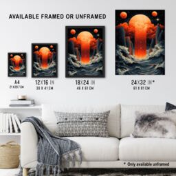 "Artery8 Aquarius Zodiac Sign Space Seascape Concept Art Framed Art Print in Orange - Size: W12"" x H16""" - thumbnail 3