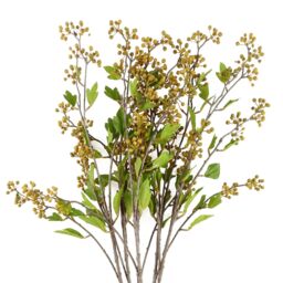 Leaf Pack of 6 x 90cm Artificial Yellow Berry Stem - Size: 6 x 90 cm - thumbnail 1