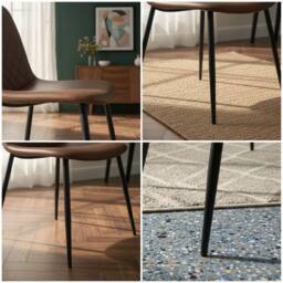 IH Design Corona Leather Steel Legs Dining Chairs (Set of 4) in Tan - thumbnail 8