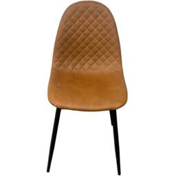 IH Design Corona Leather Steel Legs Dining Chairs (Set of 4) in Tan - thumbnail 2