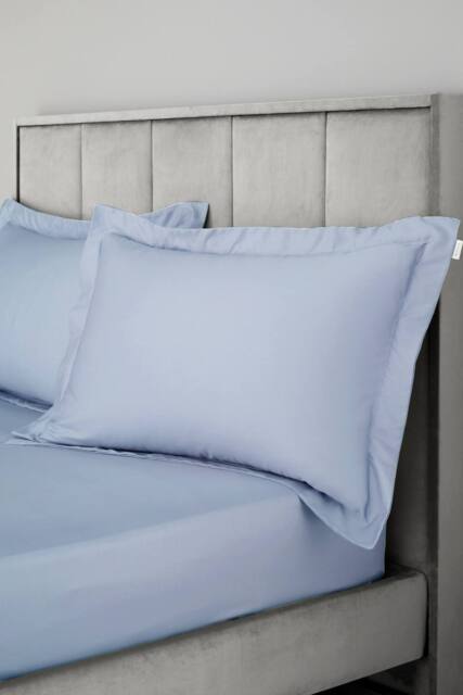 Bianca '400 Thread Count Cotton Sateen' Oxford Pillowcase Pair in Blue - image 1