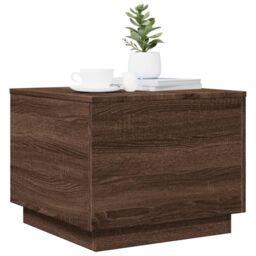 Berkfield Home Coffee Table with LED Lights Brown Oak 50x50x40 cm - Size: 50 x 50 x 40 cm - thumbnail 6