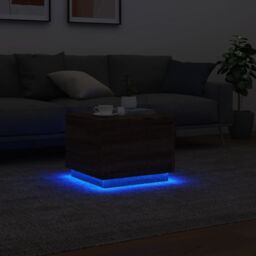 Berkfield Home Coffee Table with LED Lights Brown Oak 50x50x40 cm - Size: 50 x 50 x 40 cm - thumbnail 5
