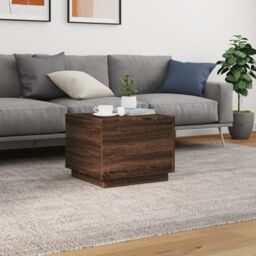 Berkfield Home Coffee Table with LED Lights Brown Oak 50x50x40 cm - Size: 50 x 50 x 40 cm - thumbnail 4