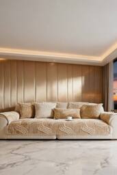 Living and Home Non-Slip Sofa Cover in Durable Polyester in Light Brown - Size: Medium - thumbnail 2