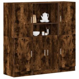 Berkfield Home 3 Piece Kitchen Cabinet Set Smoked Oak Engineered Wood in Brown