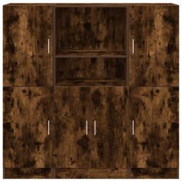 Berkfield Home 3 Piece Kitchen Cabinet Set Smoked Oak Engineered Wood in Brown - thumbnail 5