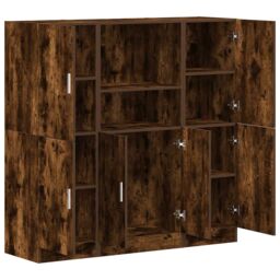 Berkfield Home 3 Piece Kitchen Cabinet Set Smoked Oak Engineered Wood in Brown - thumbnail 4