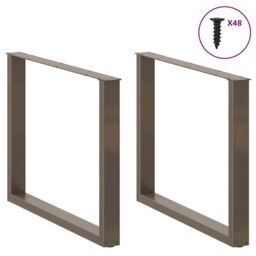 Berkfield Home Coffee Table Legs U-Shaped 3 pcs Natural Steel 100x(72-73) cm Steel in Brown - thumbnail 3