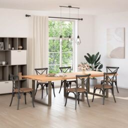 Berkfield Home Coffee Table Legs U-Shaped 3 pcs Natural Steel 100x(72-73) cm Steel in Brown - thumbnail 2