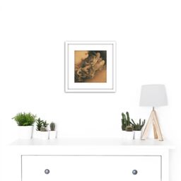Artery8 Kano Hogai Japan Two Dragons In Clouds 8X8 Inch Square Wooden Framed Wall Art Print Picture with Mount in White - thumbnail 2