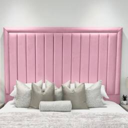Living Comfort Bedz Hampton Slatted Base Upholstered Bed with 54-Inch panel Headboard in Pink - Size: Single - thumbnail 3