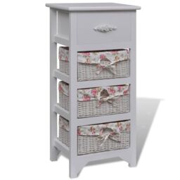 Berkfield Home Cabinet with 1 Drawer & 3 Baskets White Paulownia Wood - thumbnail 1