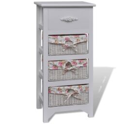 Berkfield Home Cabinet with 1 Drawer & 3 Baskets White Paulownia Wood - thumbnail 2
