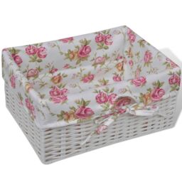 Berkfield Home Cabinet with 1 Drawer & 3 Baskets White Paulownia Wood - thumbnail 5