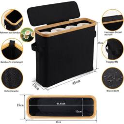 KORVIXA Toilet Paper Storage Basket Waterproof in Black - thumbnail 2