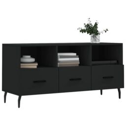 Berkfield Home TV Cabinet Black 102x36x50 cm Engineered Wood - Size: 102 x 36 x 50 cm - thumbnail 3