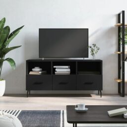 Berkfield Home TV Cabinet Black 102x36x50 cm Engineered Wood - Size: 102 x 36 x 50 cm - thumbnail 1