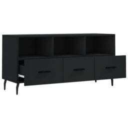 Berkfield Home TV Cabinet Black 102x36x50 cm Engineered Wood - Size: 102 x 36 x 50 cm - thumbnail 6