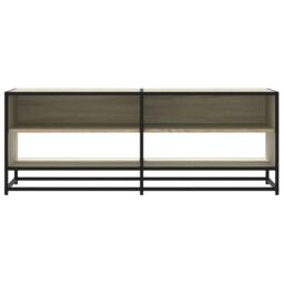Berkfield Home TV Cabinet Sonoma Oak 120.5x40x46 cm Engineered Wood & Metal in Brown - thumbnail 4