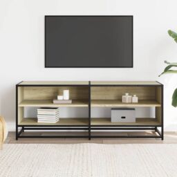 Berkfield Home TV Cabinet Sonoma Oak 120.5x40x46 cm Engineered Wood & Metal in Brown - thumbnail 3