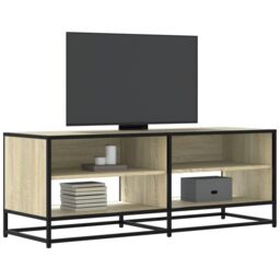 Berkfield Home TV Cabinet Sonoma Oak 120.5x40x46 cm Engineered Wood & Metal in Brown - thumbnail 1
