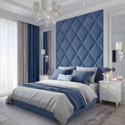 PARADISE BEDS LTD Comfort Castle High Headboard Bed in Blue - Size: Super King - thumbnail 1