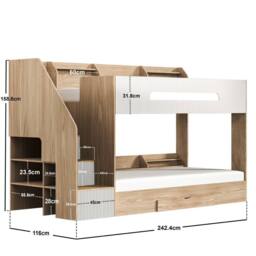 Flair Finn Staircase Bunk Bed with Storage in White - Size: Single - thumbnail 6