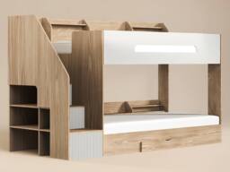 Flair Finn Staircase Bunk Bed with Storage in White - Size: Single - thumbnail 4