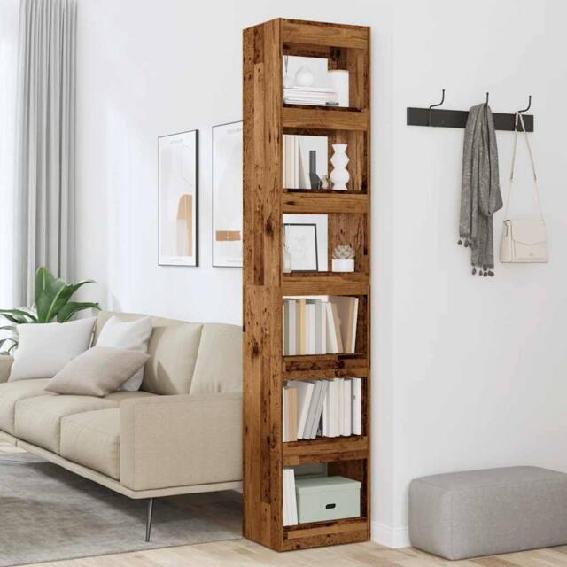 Berkfield Home Decorative Book Cabinet/Room Divider Old Wood 40x30x198 cm in Brown - Size: 40 x 30 x 198 cm - image 1