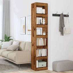 Berkfield Home Decorative Book Cabinet/Room Divider Old Wood 40x30x198 cm in Brown - Size: 40 x 30 x 198 cm - thumbnail 1