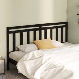 Berkfield Home Bed Headboard Black 206x4x100 cm Solid Wood Pine - Size: 206 x 4 x 100 cm - thumbnail 2