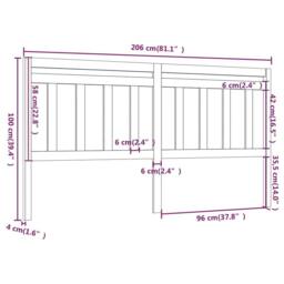 Berkfield Home Bed Headboard Black 206x4x100 cm Solid Wood Pine - Size: 206 x 4 x 100 cm - thumbnail 5