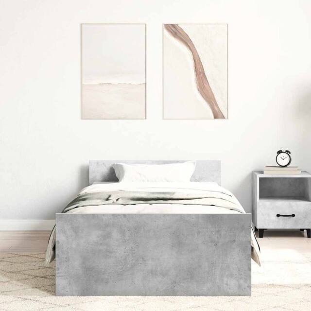 Berkfield Home Durable Bed Frame Concrete Grey 75x190 cm Small Single Engineered Wood - image 1