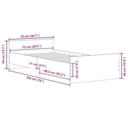 Berkfield Home Durable Bed Frame Concrete Grey 75x190 cm Small Single Engineered Wood - thumbnail 9