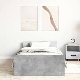 Berkfield Home Durable Bed Frame Concrete Grey 75x190 cm Small Single Engineered Wood - thumbnail 1