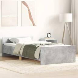 Berkfield Home Durable Bed Frame Concrete Grey 75x190 cm Small Single Engineered Wood - thumbnail 2