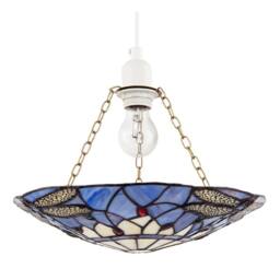 Happy Homewares Traditional Dragonfly Tiffany Glass Easy Fit Pendant Light Shade in Purple
