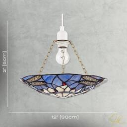 Happy Homewares Traditional Dragonfly Tiffany Glass Easy Fit Pendant Light Shade in Purple - thumbnail 7