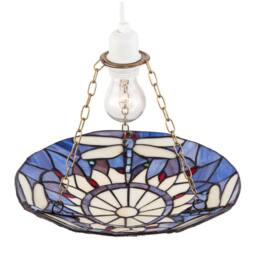Happy Homewares Traditional Dragonfly Tiffany Glass Easy Fit Pendant Light Shade in Purple - thumbnail 3
