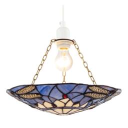 Happy Homewares Traditional Dragonfly Tiffany Glass Easy Fit Pendant Light Shade in Purple - thumbnail 2