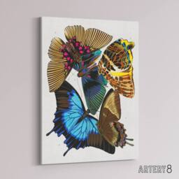 "Artery8 Colourful Vintage Butterflies Canvas Wall Art Print Eugene Seguy - Size: W18"" x H24""" - thumbnail 2