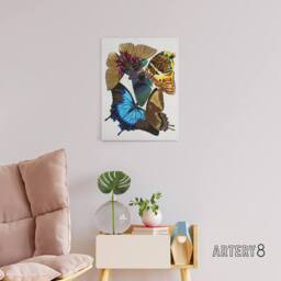 "Artery8 Colourful Vintage Butterflies Canvas Wall Art Print Eugene Seguy - Size: W18"" x H24""" - thumbnail 3
