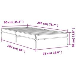 Berkfield Home Bed Frame without Mattress Smoked Oak 90x200 cm in Brown - thumbnail 9