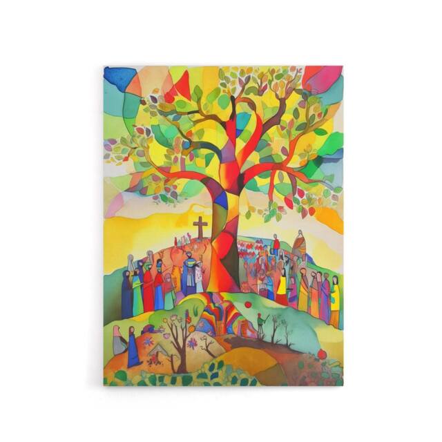 "Artery8 Sermon On The Mount Jesus Folk Art Canvas Wall Art Print - Size: W24"" x H32""" - image 1