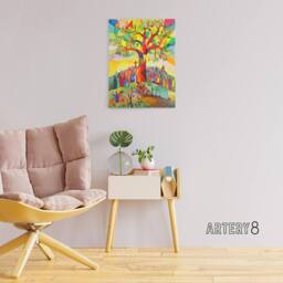 "Artery8 Sermon On The Mount Jesus Folk Art Canvas Wall Art Print - Size: W24"" x H32""" - thumbnail 3