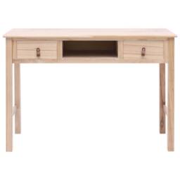 Berkfield Home Writing Desk Natural 110x45x76 cm Wood in Brown - Size: 110 x 45 x 76 cm - thumbnail 3