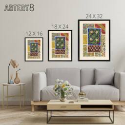 "Artery8 Floral Middle Ages Patterns Racinet Black Framed Canvas Wall Art - Size: W12"" x H16""" - thumbnail 4